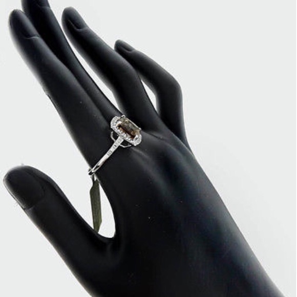 10K GENUINE 3.84 CTW SMOKY TOPAZ & DIAMONDS RING - Picture 5 of 6